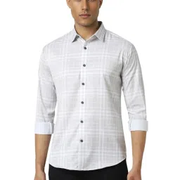 Van Heusen Grey Slim Fit Checks Shirt image 1