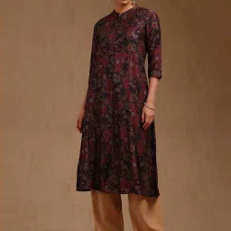 Soch Wine Regular Fit Printed Kurta image 1