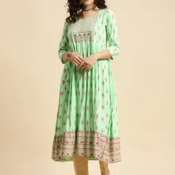 Rangita Green Embellished Anarkali Kurta image 1