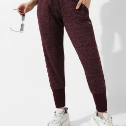 Campus Sutra Maroon Self Pattern Track Pants image 1