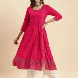 Rangita Pink Embellished A Line Kurta image 1
