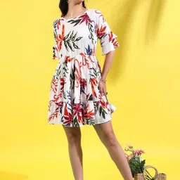 Campus Sutra Multicolored Printed A-Line Dress image 1