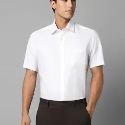 Louis Philippe White Cotton Regular Fit Self Pattern Shirt image 1