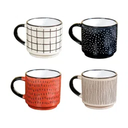 Nestasia Multicolour Ceramic Stackable Tea Cup Set of 4 (275 ml) image 1