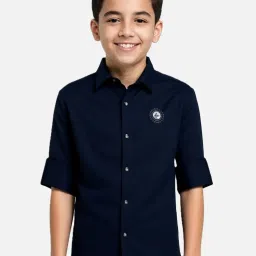 Cavio Boys Black Cotton Blend Solid Shirt image 1