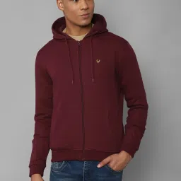Allen Solly Maroon Cotton Regular Fit Hooded Sweatshirt image 1