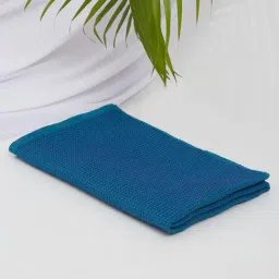 Fabindia Turquoise & Blue Cotton Solid Hand Towel - Set of 1-image-40