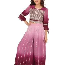 Cutecumber Kids Purple Embellished Choli with Plazzos-picture-38