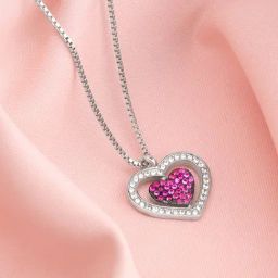 GIVA 92.5 Sterling Silver Blushing Heart Casual Pendant With Chain for Women-picture-5