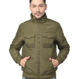 Woodland Olive High Neck Polyester Jacket-picture-34