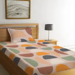 Klotthe Abstract Multicolor 210 TC Cotton Blend Single Bedsheet with 1 Pillow Cover-picture-11