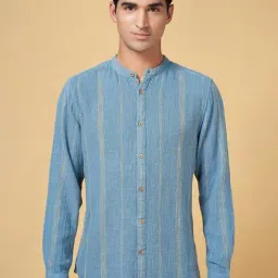 7 Alt by Pantaloons Stone Blue Relaxed Fit Striped Shirt-picture-23