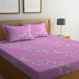 Klotthe Purple 400 TC Cotton Double Book Fold Bedsheet with 2 Pillow Covers-picture-44