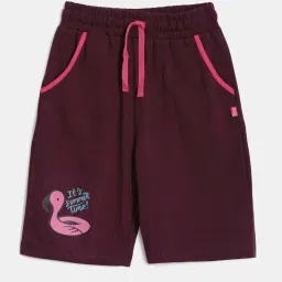 Dixcy Slimz Kids Maroon & Pink Cotton Printed Shorts image 1