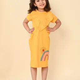 LilPicks Kids Yellow Printed Dress image 1