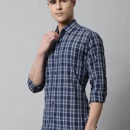 Jainish Blue Cotton Regular Fit Checkered Shirt-picture-19
