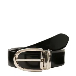 BULCHEE Black & Brown Leather Prong Reversible Belt for Men image 1