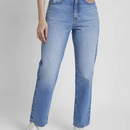 Spykar Light Blue Cotton Relaxed Fit High Rise Jeans image 1