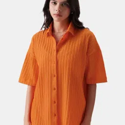 The Souled Store Orange Cotton Striped Shirt-picture-29