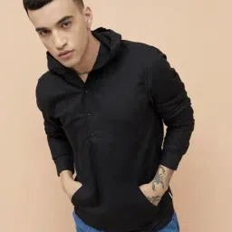 Bossini Black Regular Fit Hooded Shirt-image-25