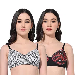 FIMS Black Printed Bras - Pack Of 2 image 1