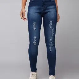 DOLCE CRUDO Blue Distressed High Rise Jeans image 1
