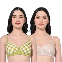 FIMS Green & Beige Printed Bras - Pack Of 2 image 1