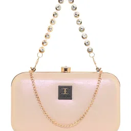 Esbeda Beige Small Partywear Boxy Clutch image 1