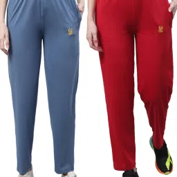 Vimal Jonney Blue & Red Cotton Track Pants - Pack Of 2 image 1