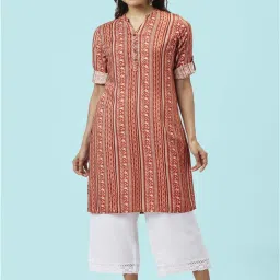 Rangmanch by Pantaloons Rust Printed Straight Kurta image 1