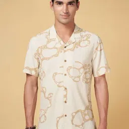 7 Alt by Pantaloons Light Khaki Relaxed Fit Printed Shirt-picture-22