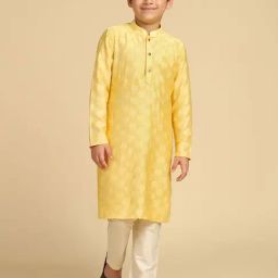 Kisah Kids Yellow Checks KurtaSets-picture-47