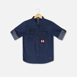 Allen Solly Junior Navy Solid Full Sleeves Shirt image 1
