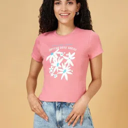 People by Pantaloons Pink Graphic Print Top image 1