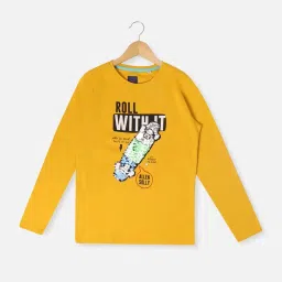 Allen Solly Junior Yellow Embellished Full Sleeves T-Shirt image 1