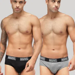 Zoiro Grey Jaspe & Black Regular Fit Briefs - Pack Of 2 image 1