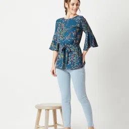 Miss Chase Teal Printed Top image 1