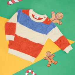 Pantaloons Baby Kids Multicolor Cotton Color Block Full Sleeves Sweater image 1