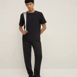 studiofit men Studiofit by Westside Black Self-Textured Relaxed-Fit T-Shirt-picture-46