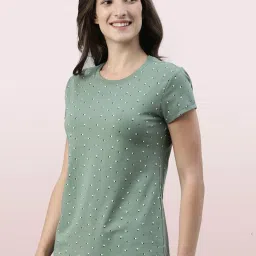 Enamor Green Printed T-Shirt image 2