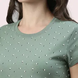 Enamor Green Printed T-Shirt image 5