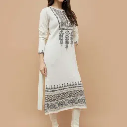 Melange By Lifestyle Off White Regular Fit Printed Kurta image 3