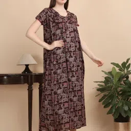 Sweet Dreams Khaki Cotton Printed Nighty image 1