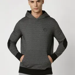 Van Heusen Grey Cotton Regular Fit Printed Hooded Sweatshirt image 1