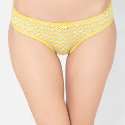 Clovia Yellow Lace Regular Fit Geometric Panties image 1