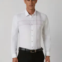 Van Heusen White Slim Fit Striped Shirt image 1