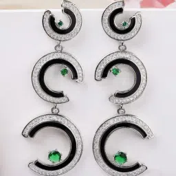 Karatcart Silver Green Earrings for Women-image-85