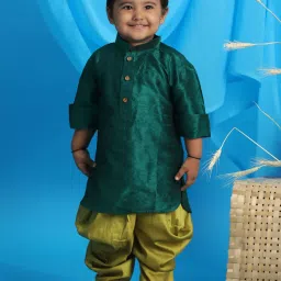 VASTRAMAY Boys Green KurtaSets image 1