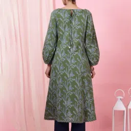 Folksong Green Pure Cotton Printed Kurta image 2