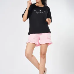 Dreamz by Pantaloons Black Graphic Top with Shorts image 1